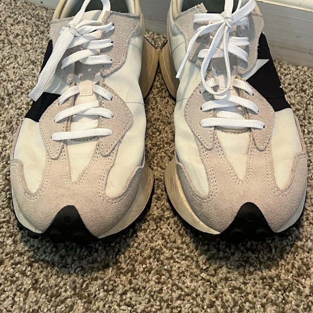 New Balance Cream and Black Athletic Shoes